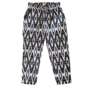 NWOT J.Crew Geometric Print Linen Blend Pull-on Casual Pants Size 0